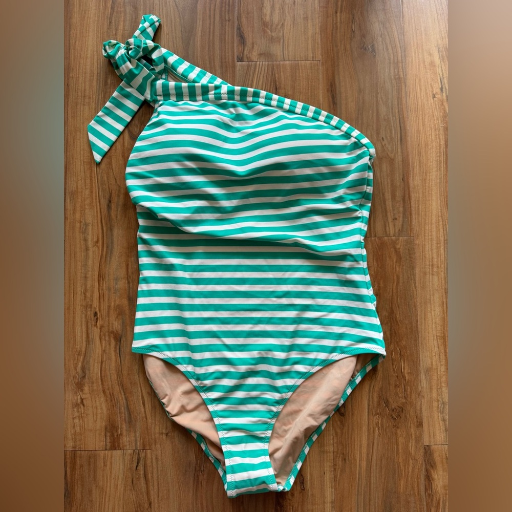 J. Crew one shoulder striped swimsuit
